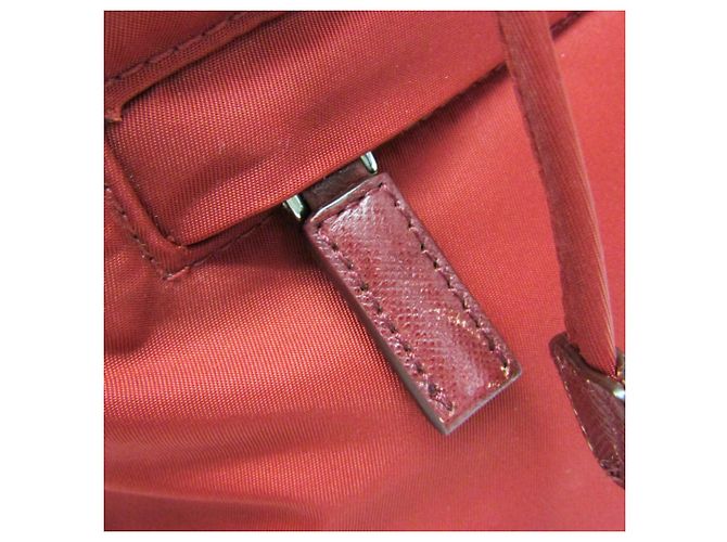 Zaino Prada TESSUTO Nylon e pelle Rosso - vista 8