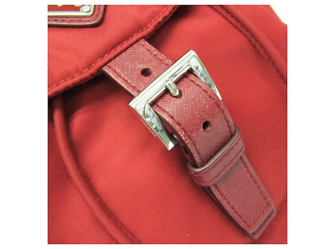 Zaino Prada TESSUTO Nylon e pelle Rosso - vista 9