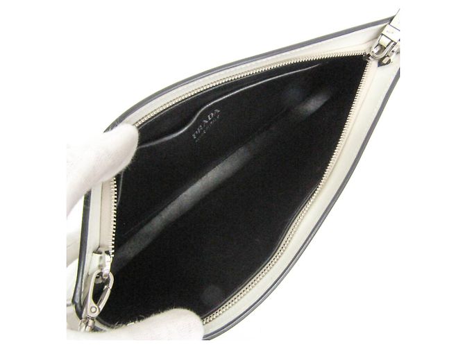 Prada Sydney 1BF085 Leder-Clutch und Schultertasche für Damen Weiß - Ansicht 3