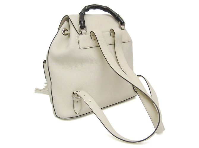 Zaino in pelle da donna Gucci Bamboo 370833 Bianco sporco - vista 2