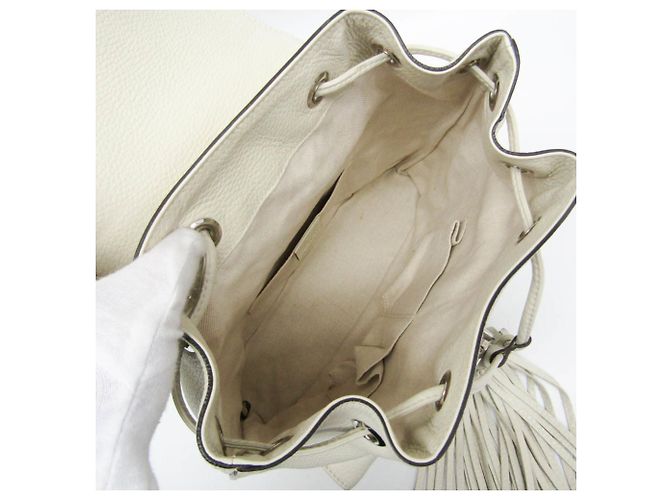 Zaino in pelle da donna Gucci Bamboo 370833 Bianco sporco - vista 3