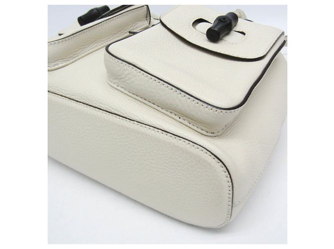 Zaino in pelle da donna Gucci Bamboo 370833 Bianco sporco - vista 5