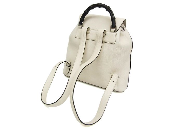 Zaino in pelle da donna Gucci Bamboo 370833 Bianco sporco - vista 9