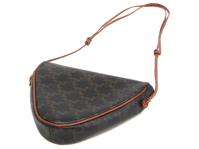 Céline Celine Triomphe Triangle Schultertasche Braun Schwarz - Ansicht 2