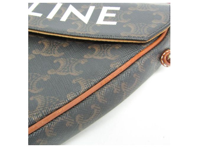 Céline Celine Triomphe Triangle Schultertasche Braun Schwarz - Ansicht 7