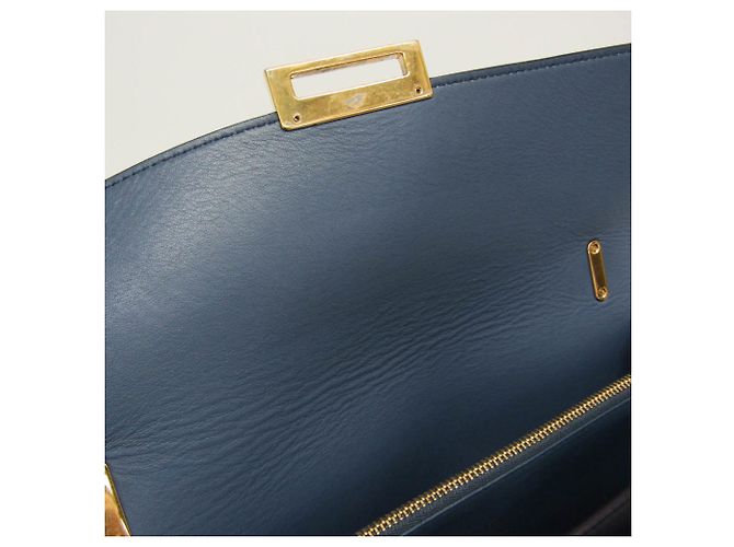 Borsa a mano in pelle Gancini da donna Salvatore Ferragamo blu e grigia Marrone - vista 18