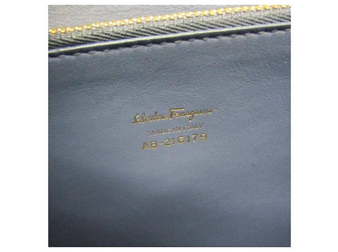 Borsa a mano in pelle Gancini da donna Salvatore Ferragamo blu e grigia Marrone - vista 20