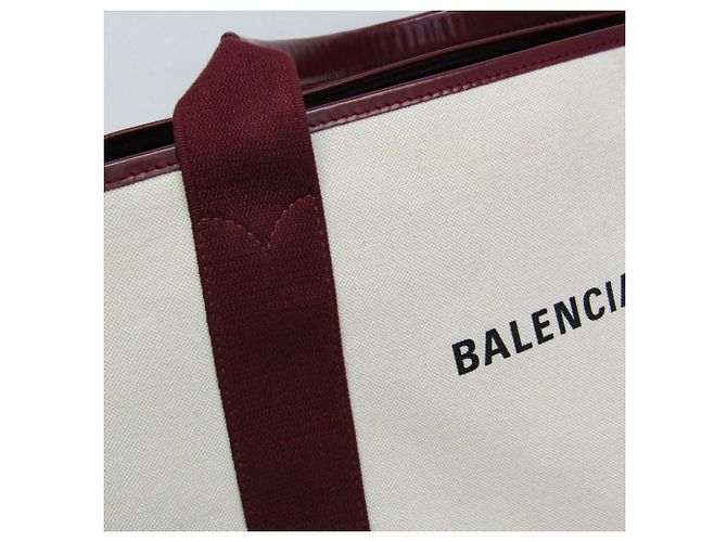 Borsa Balenciaga Navy Cabas S 339933 Bordò Bianco sporco - vista 8