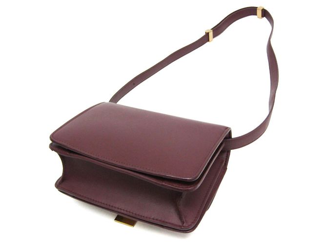 Céline Petit sac à bandoulière en cuir pour femme Celine Classic Box Bordeaux - vue 2
