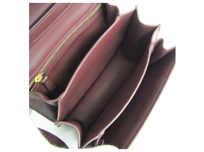Céline Petit sac à bandoulière en cuir pour femme Celine Classic Box Bordeaux - vue 3