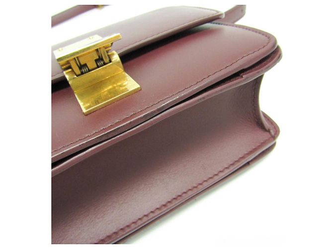 Céline Petit sac à bandoulière en cuir pour femme Celine Classic Box Bordeaux - vue 7