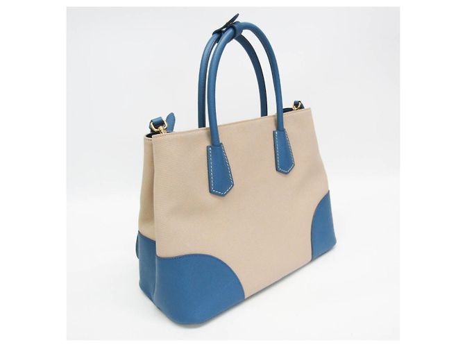 Prada Saffiano Double Bag Medium BN2775 Blau Beige - Ansicht 9