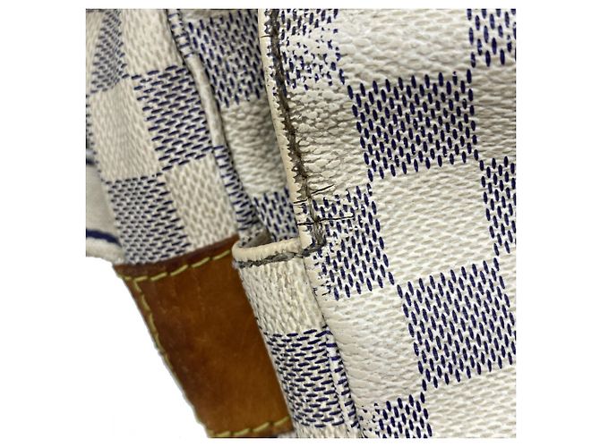 Borsa a tracolla Louis Vuitton Damier Azur Naviglio Bianco - vista 11
