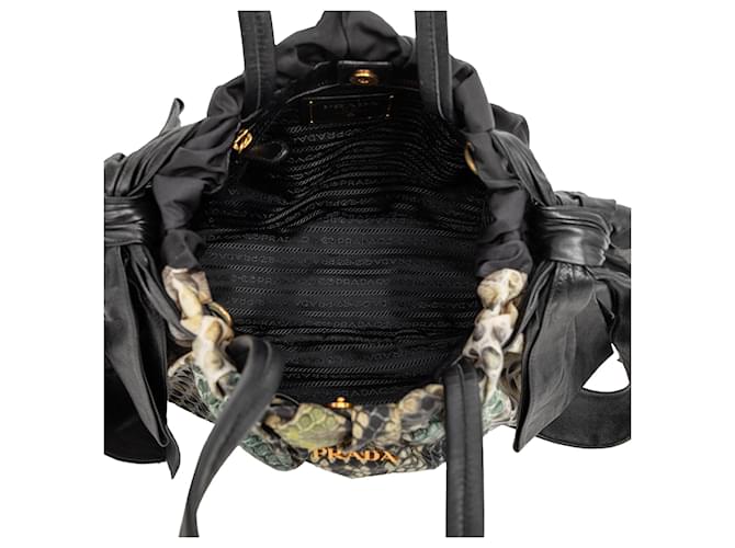 Sac à main Prada Black Tessuto Python Print Bow Noir - vue 4