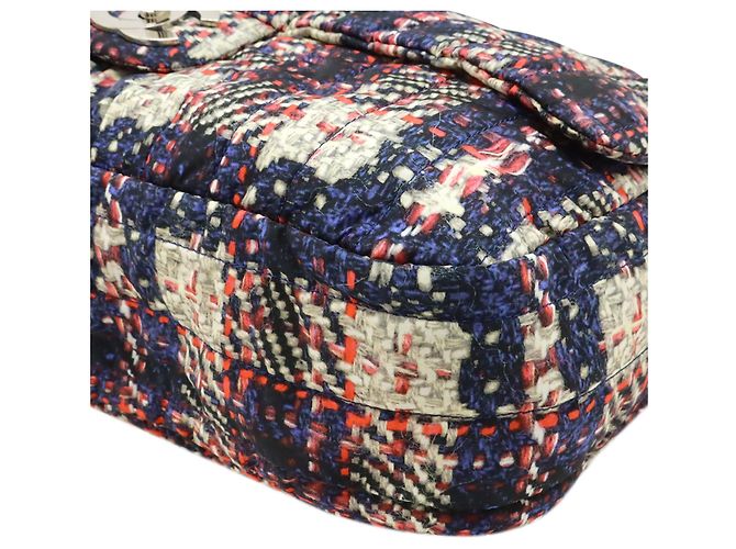 Chanel Blue CC Tweed Print Nylon Single Flap Blu navy - vista 6