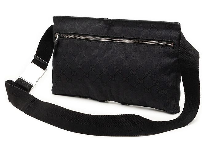 Borsa a tracolla con doppio scompartimento in tela GG nera Gucci Nero - vista 2
