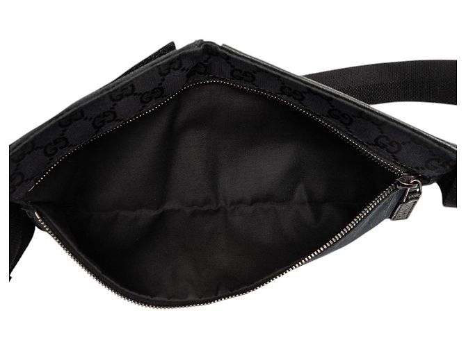 Borsa a tracolla con doppio scompartimento in tela GG nera Gucci Nero - vista 4