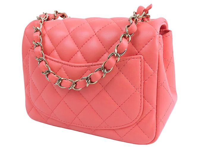 Chanel Mini Square Classic Lambskin Single Flap Rosa - vista 2