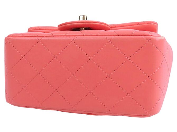 Chanel Mini Square Classic Lambskin Single Flap Rosa - vista 3
