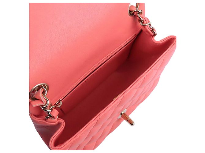 Chanel Mini Square Classic Lambskin Single Flap Rosa - vista 4