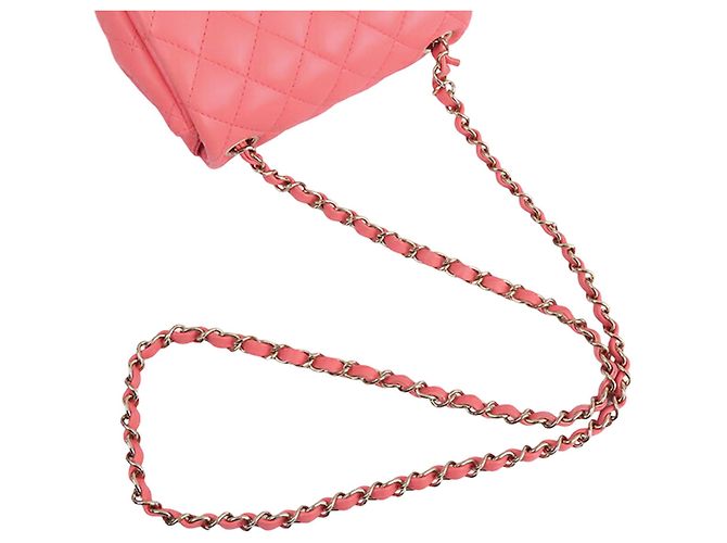 Chanel Mini Square Classic Lambskin Single Flap Rosa - vista 8