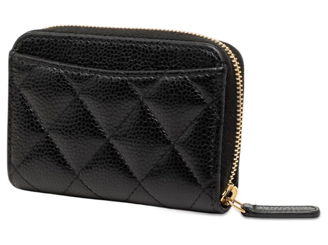 Chanel Black CC gestepptes Caviar Zip-Geldbeutel Schwarz - Ansicht 2