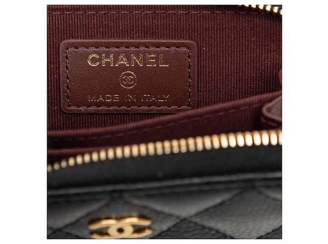 Chanel Black CC gestepptes Caviar Zip-Geldbeutel Schwarz - Ansicht 5