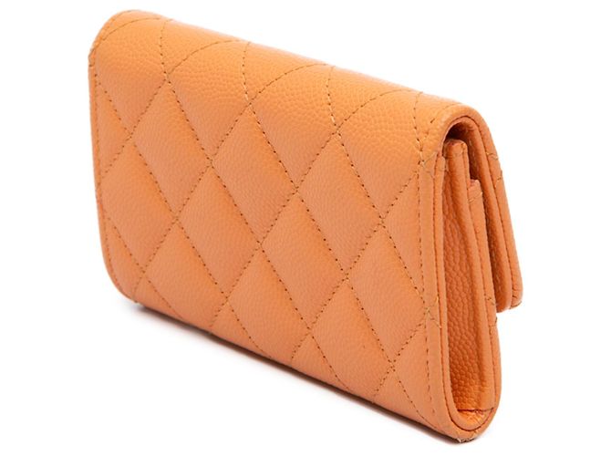 Tarjetero Chanel Orange Quilted Caviar 19 Flap Naranja - vista 2