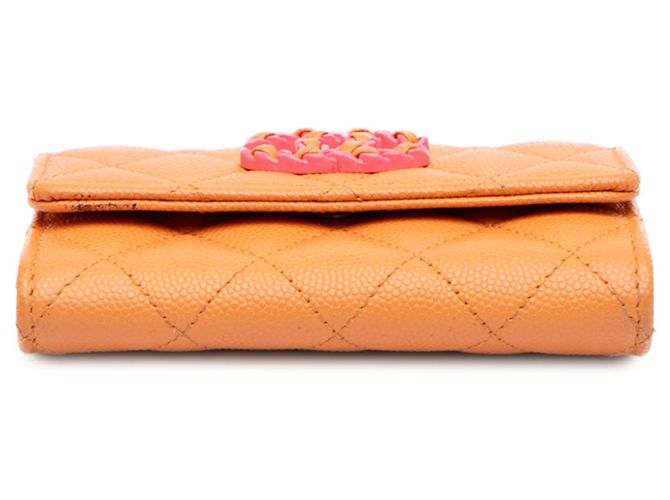 Tarjetero Chanel Orange Quilted Caviar 19 Flap Naranja - vista 3