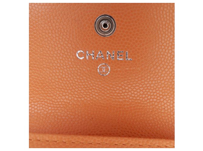 Tarjetero Chanel Orange Quilted Caviar 19 Flap Naranja - vista 5