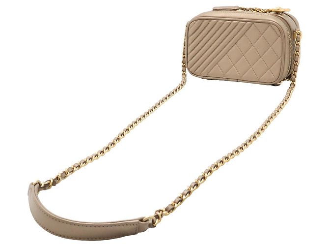 Borsa a tracolla Chanel Gold Mini Quilted Lambskin Coco Boy D'oro - vista 2