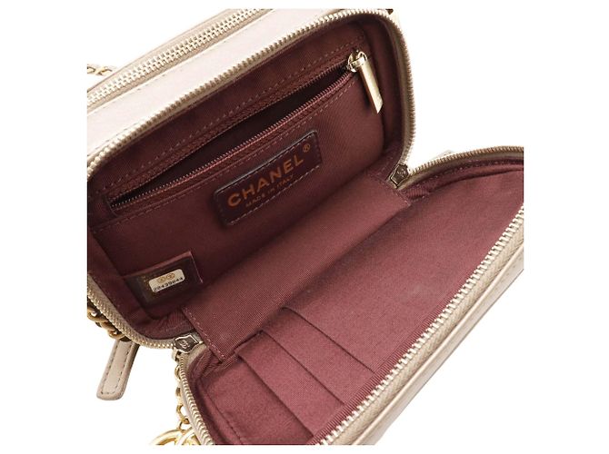 Borsa a tracolla Chanel Gold Mini Quilted Lambskin Coco Boy D'oro - vista 3