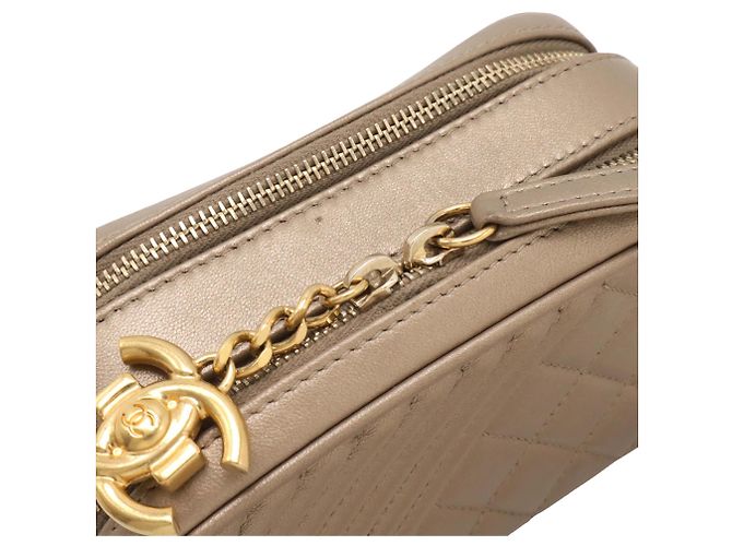 Borsa a tracolla Chanel Gold Mini Quilted Lambskin Coco Boy D'oro - vista 5