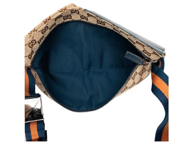 Borsa a tracolla Gucci Beige GG Canvas Web Double Pocket - vista 4