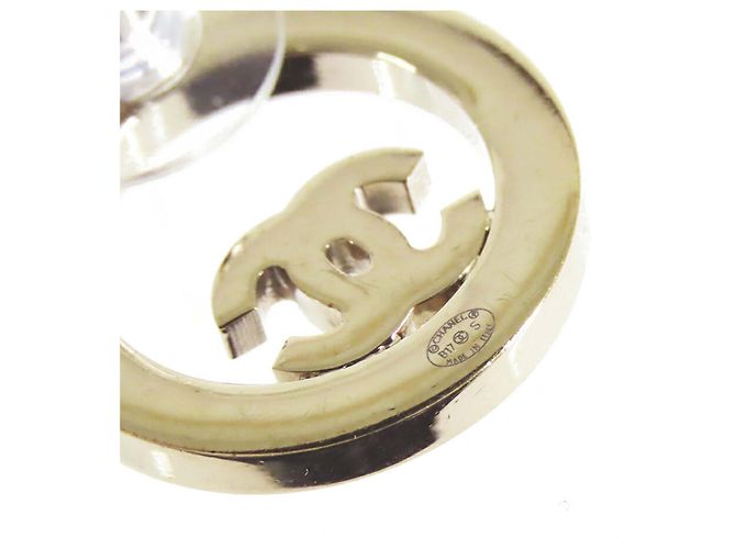 Orecchini Chanel Gold CC placcati oro e strass, rotondi, chiusura a perno D'oro - vista 5