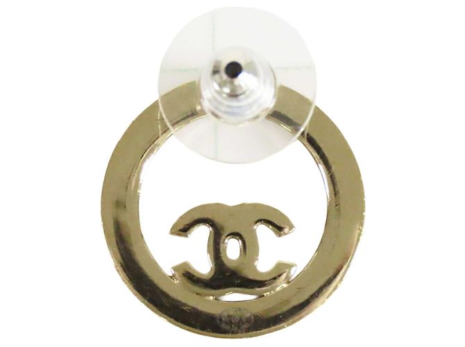 Orecchini Chanel Gold CC placcati oro e strass, rotondi, chiusura a perno D'oro - vista 7