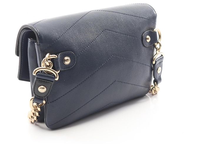 Borsa a Spalla Chanel Chevron V-stitch Nero Blu navy - vista 2