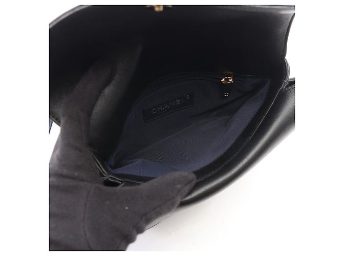 Borsa a Spalla Chanel Chevron V-stitch Nero Blu navy - vista 3