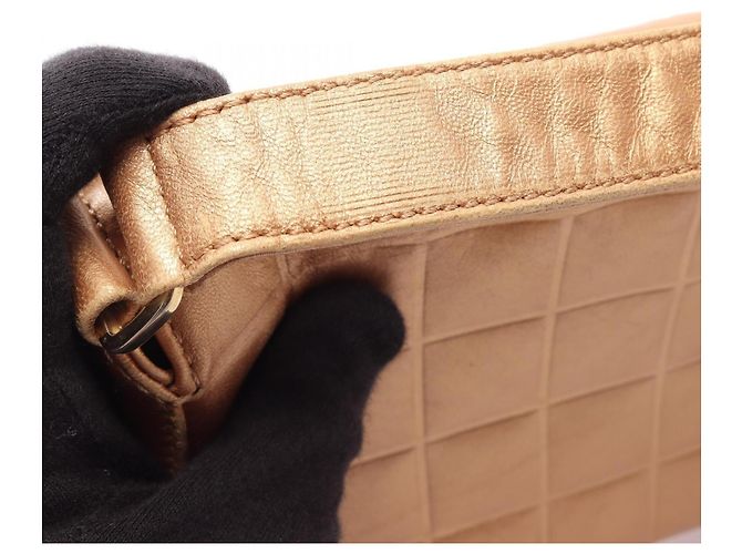 Borsa a Spalla Chanel Chocolate Bar D'oro - vista 11