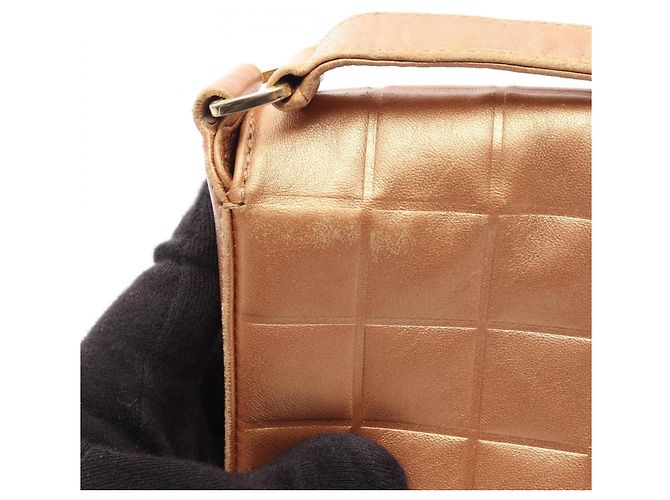 Borsa a Spalla Chanel Chocolate Bar D'oro - vista 12