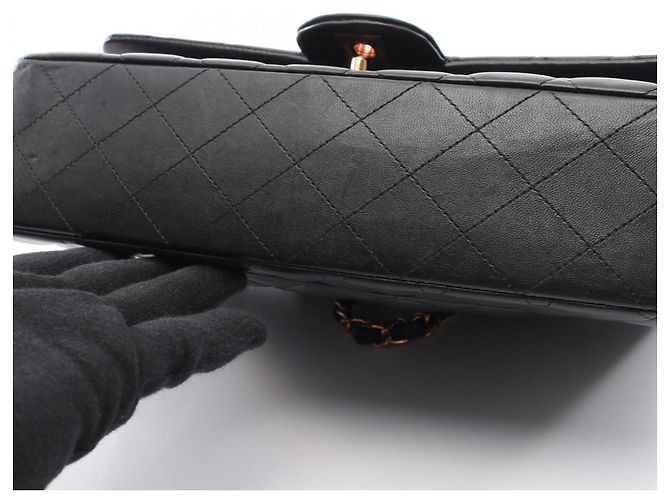 Chanel Matelassé Double Flap Schultertasche Schwarz - Ansicht 10