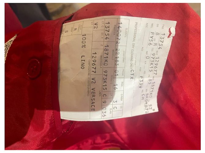 V2 By Versace Red Linen Double-Breasted Blazer - view 3