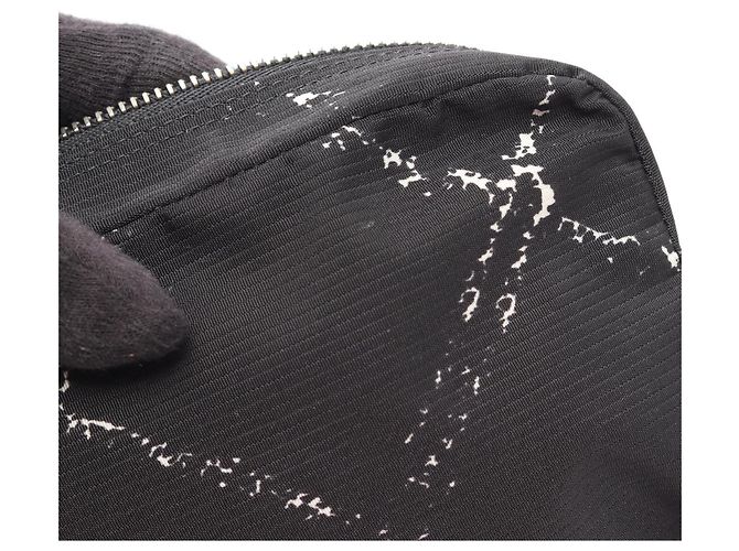 Borsa/Pochette in nylon Chanel Nero Bianco - vista 6