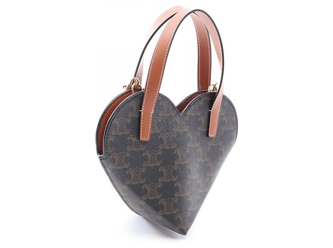 Céline Celine TEEN COEUR Triomphe Borsa a forma di cuore Marrone Nero - vista 2