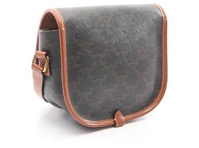 Céline Borsa a Spalla Celine Folco Medium Bag Triomphe Marrone Nero - vista 2