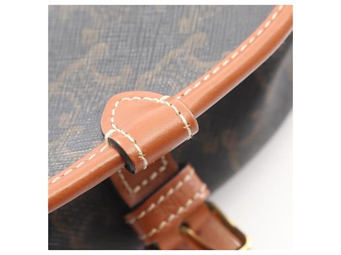 Céline Borsa a Spalla Celine Folco Medium Bag Triomphe Marrone Nero - vista 9