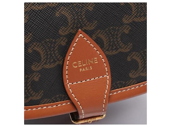 Céline Borsa a Spalla Celine Folco Medium Bag Triomphe Marrone Nero - vista 4