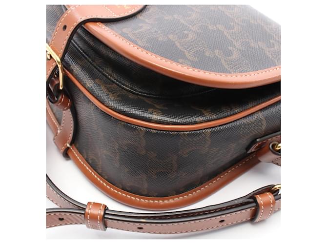 Céline Borsa a Spalla Celine Folco Medium Bag Triomphe Marrone Nero - vista 6