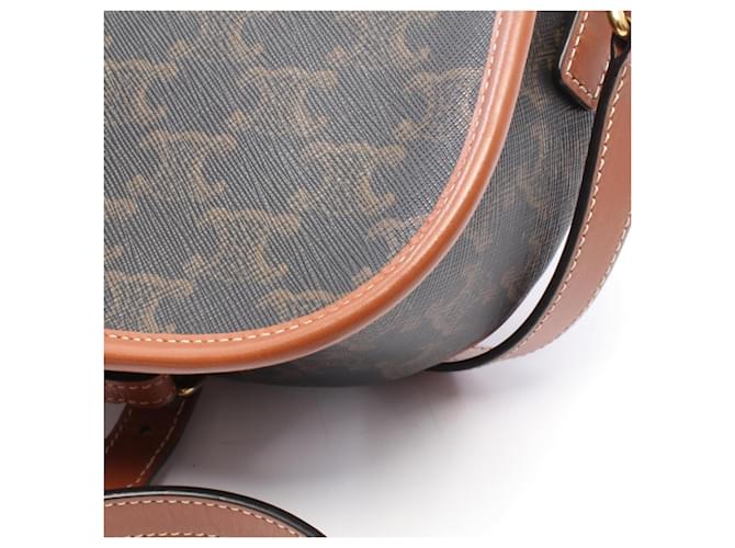 Céline Borsa a Spalla Celine Folco Medium Bag Triomphe Marrone Nero - vista 7