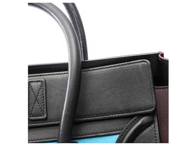 Céline Borsa Celine Luggage Mini Shopper Marrone Nero Blu - vista 10